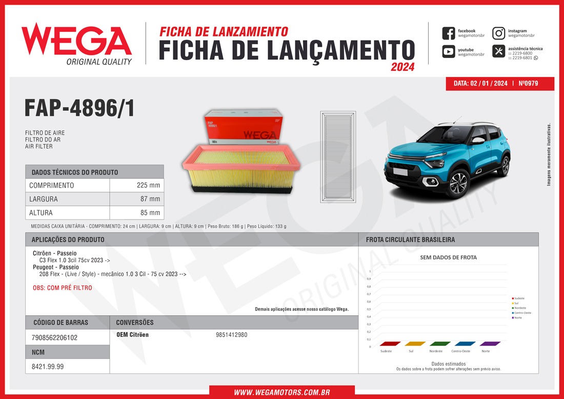 Você está visualizando atualmente Sempre na frente, Wega lança exclusivo filtro de ar para Peugeot e Citroen